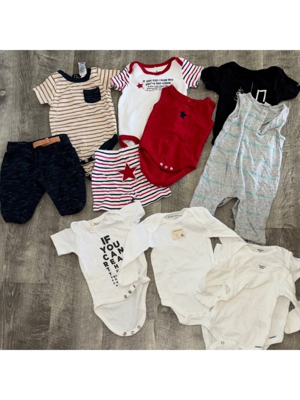 Lot of 11 baby boys 0-3M clothing and onsies sets